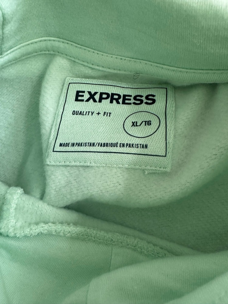 Express Hoodie Women Size XL Mint Green Pullover Kangaroo Pocket Drawstring Hood - Picture 5 of 14